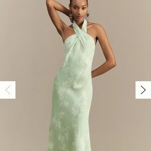 BHLDN RUBY TWIST HALTER SATIN GOWN